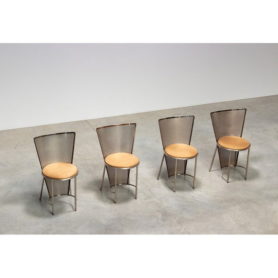 Image 1 of Set of 4 vintage Sevilla chairs by Frans Van Praet for Belgo Chrom, Belgium 1992