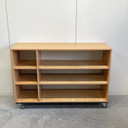 Vintage School Cupboard On Wheels, Room Divider, Bookcase, Compartmented Cupboard