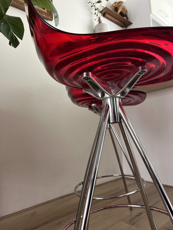 Image 1 of 2X Red Calligaris L'Eau Bar Aqua Bar Stools