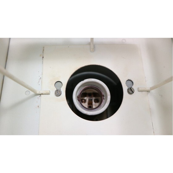Image 1 of Set of 3 vintage ceiling lamp in iced glass and metal for Philips, 1960