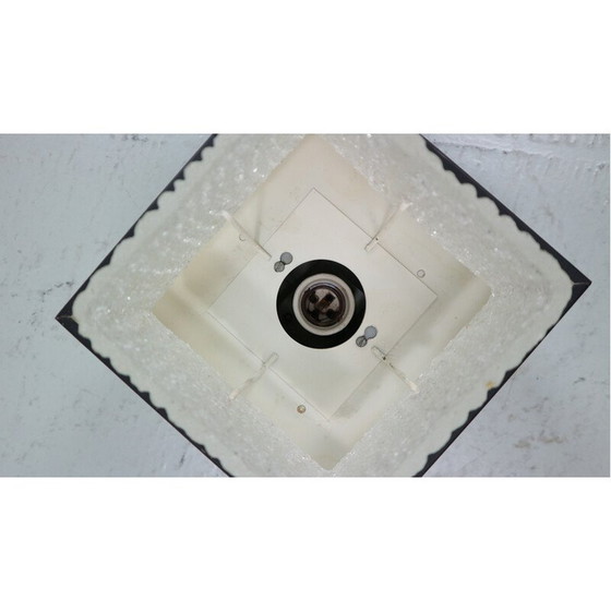 Image 1 of Set of 3 vintage ceiling lamp in iced glass and metal for Philips, 1960