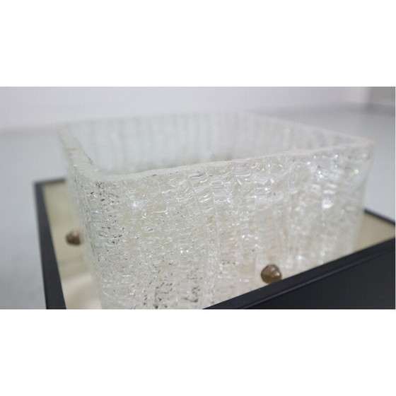 Image 1 of Set of 3 vintage ceiling lamp in iced glass and metal for Philips, 1960