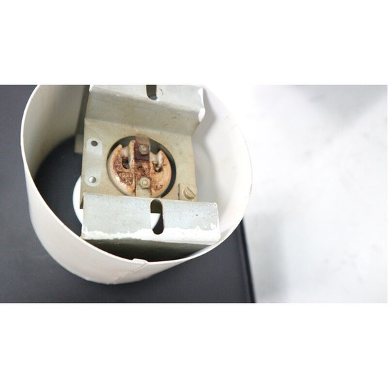 Image 1 of Set of 3 vintage ceiling lamp in iced glass and metal for Philips, 1960
