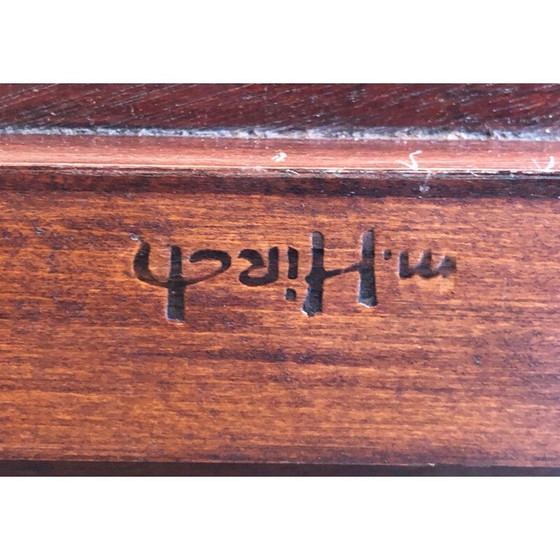 Image 1 of Vintage carved wood coffee table with patina and gilding by Maison Hirch, France 1940