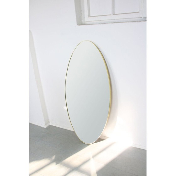 Image 1 of Vintage oval mirror with gold frame, 1970
