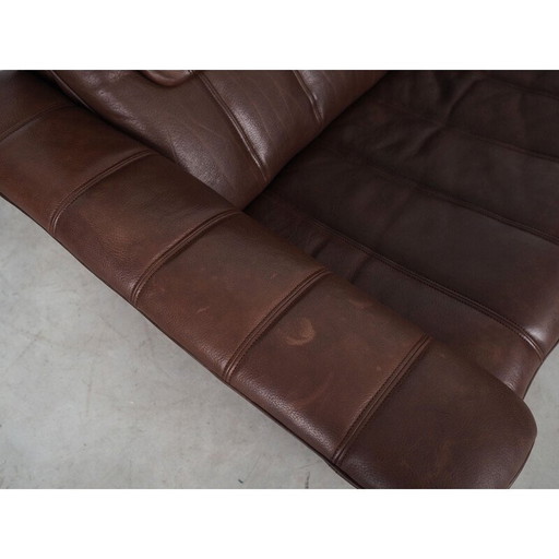 Vintage Swiss brown leather sofa by De Sede, 1970s