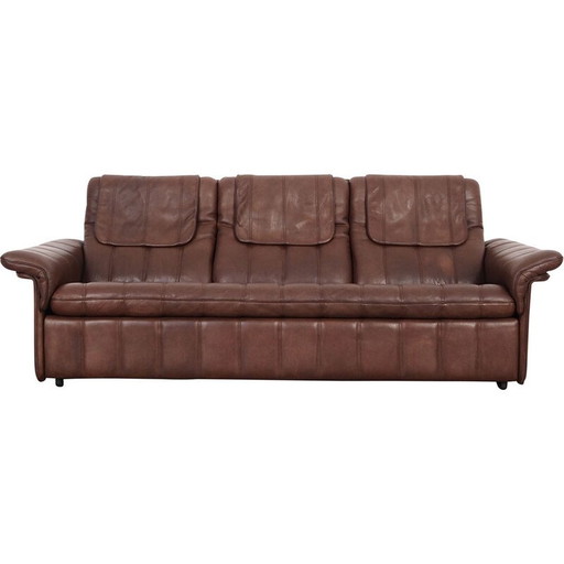 Vintage Swiss brown leather sofa by De Sede, 1970s