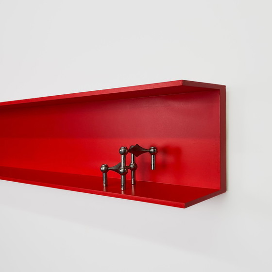 Image 1 of Red wall shelf by Walter Wirz for Wilhelm Renz