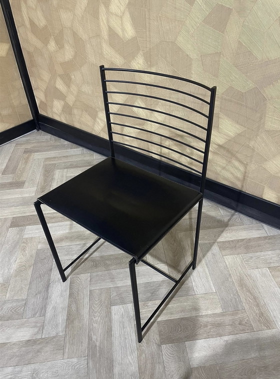 Image 1 of 4x Cidue chaises vintage en chrome et cuir Italie