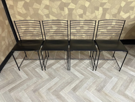 Image 1 of 4 sedie vintage Cidue in cromo e pelle, Italia