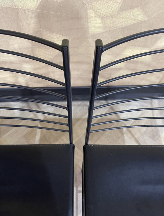 Image 1 of 4x Cidue chaises vintage en chrome et cuir Italie