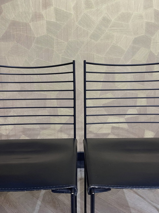 Image 1 of 4x Cidue chaises vintage en chrome et cuir Italie