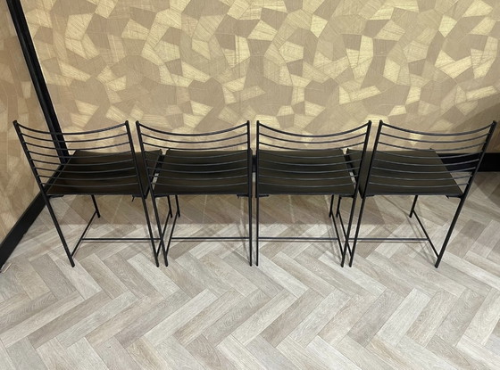 Image 1 of 4 sedie vintage Cidue in cromo e pelle, Italia