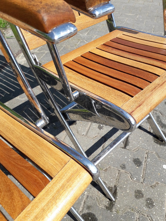 Image 1 of Boat folding chairs teak stainless steel