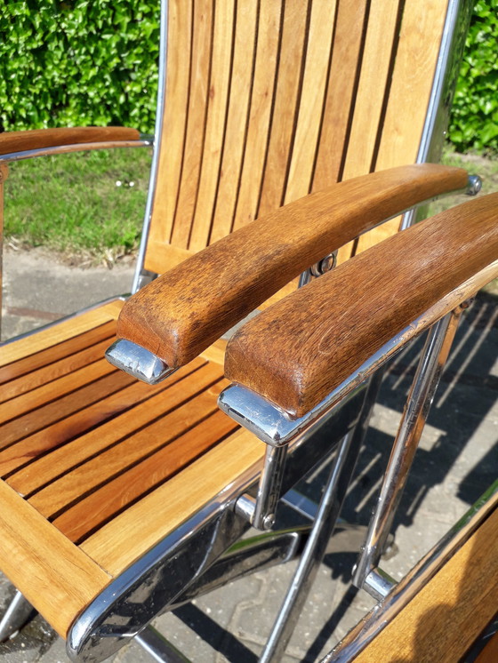 Image 1 of Boat folding chairs teak stainless steel