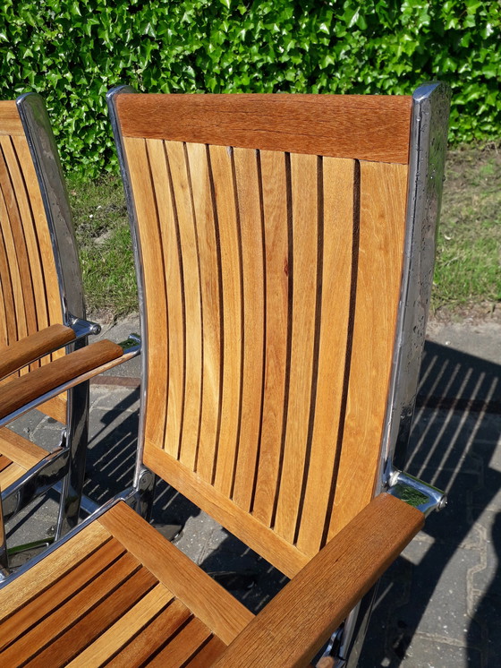 Image 1 of Boat folding chairs teak stainless steel