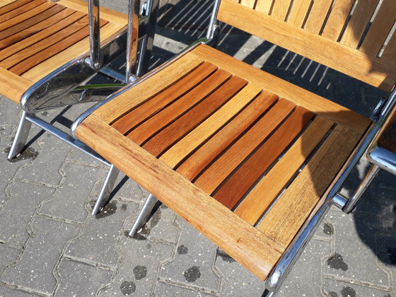 Image 1 of Chaises pliantes pour bateaux teck acier inoxydable