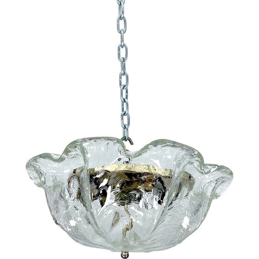Vintage ceiling lamp in Murano glass and brass by La Murrina, Italy 1980