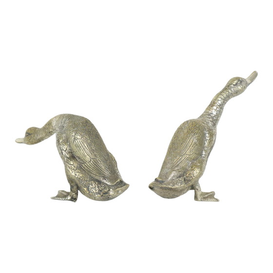 Image 1 of Ducks Geese Silvered Bronze France