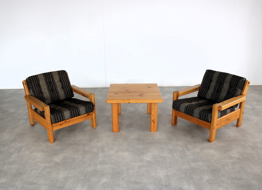 Swedish seating group | 2x armchair + coffee table