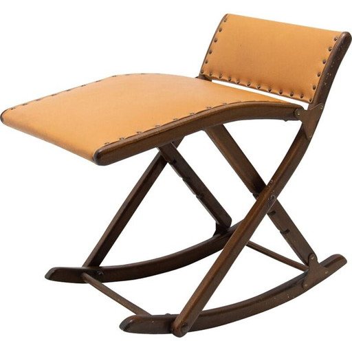 Vintage leatherette footrest, 1980s