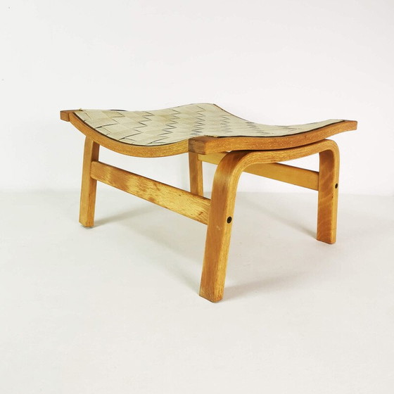 Image 1 of Vintage beech plywood footstool by Finn Ostergaard, Denmark 1970