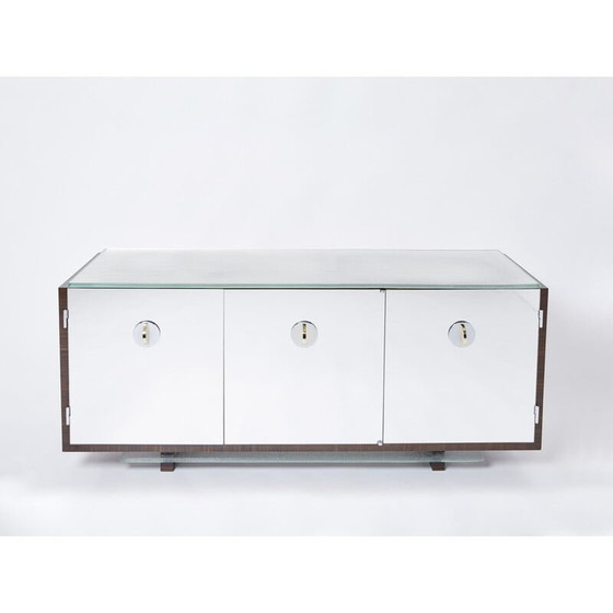 Image 1 of Vintage mirror and ebony veneer sideboard by Alberto Pinto, 1990