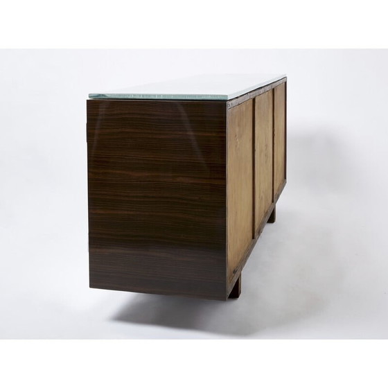 Image 1 of Vintage mirror and ebony veneer sideboard by Alberto Pinto, 1990