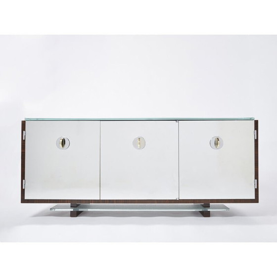 Image 1 of Vintage mirror and ebony veneer sideboard by Alberto Pinto, 1990