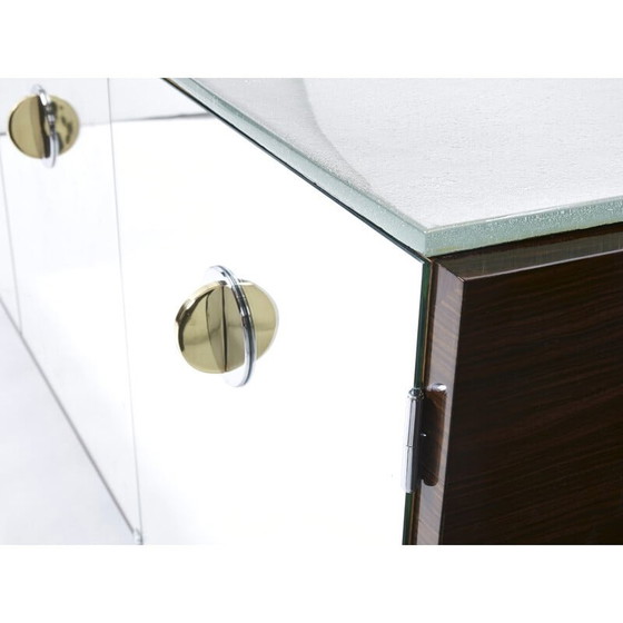 Image 1 of Vintage mirror and ebony veneer sideboard by Alberto Pinto, 1990
