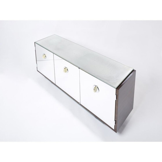 Image 1 of Vintage mirror and ebony veneer sideboard by Alberto Pinto, 1990