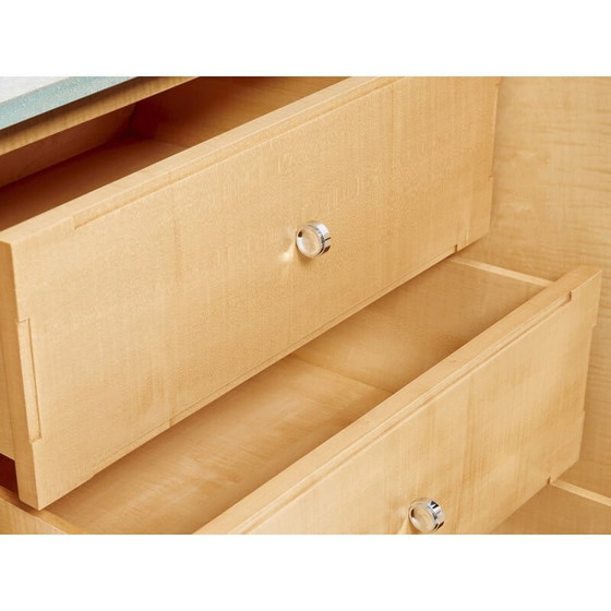 Image 1 of Vintage mirror and ebony veneer sideboard by Alberto Pinto, 1990