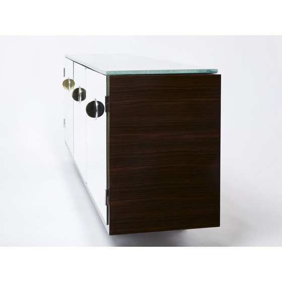 Image 1 of Vintage mirror and ebony veneer sideboard by Alberto Pinto, 1990