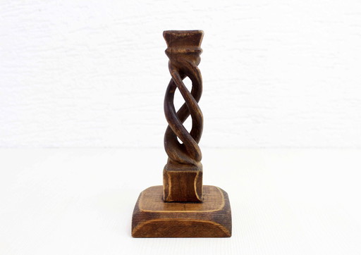 Carved Wood Candlestick, France 1950