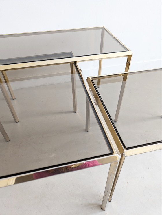 Image 1 of Set Of 3 Hollywood Regency Nesting Tables 1970'S