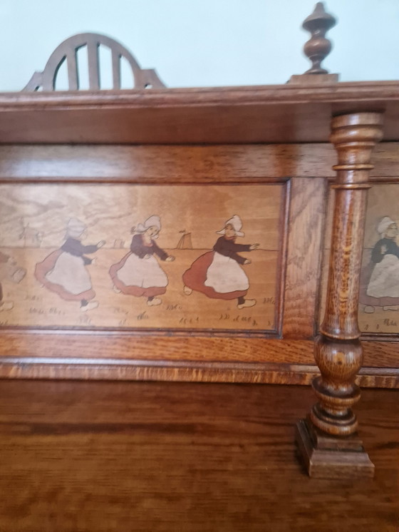 Image 1 of Arts & Crafts Buffet Cabinet With Dutch Scenery