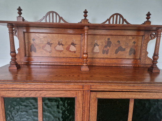 Image 1 of Arts & Crafts Buffet Cabinet With Dutch Scenery