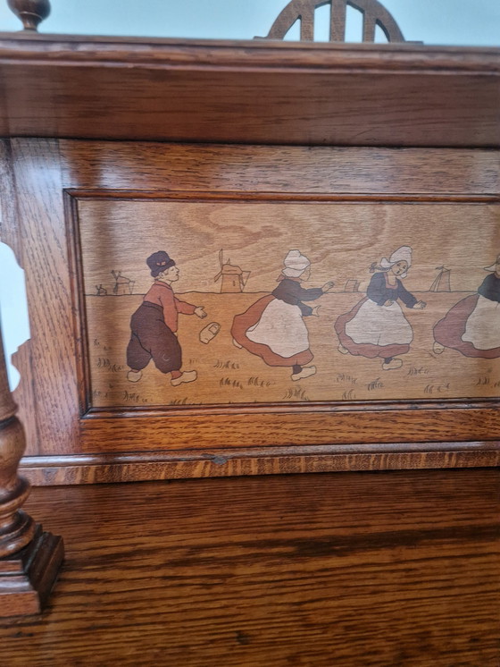 Image 1 of Arts & Crafts Buffet Cabinet With Dutch Scenery