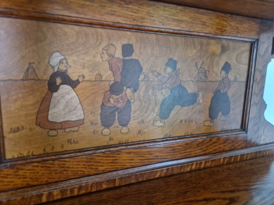 Image 1 of Arts & Crafts Buffet Cabinet With Dutch Scenery