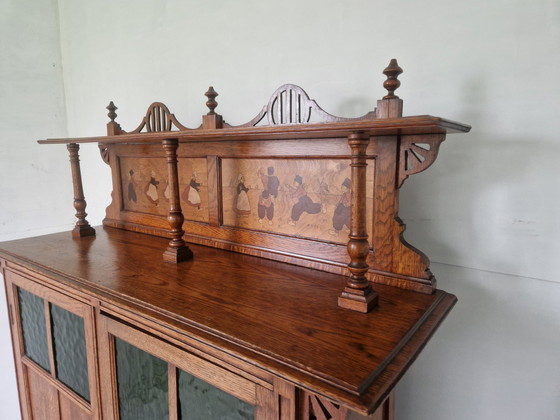 Image 1 of Arts & Crafts Buffet Cabinet With Dutch Scenery