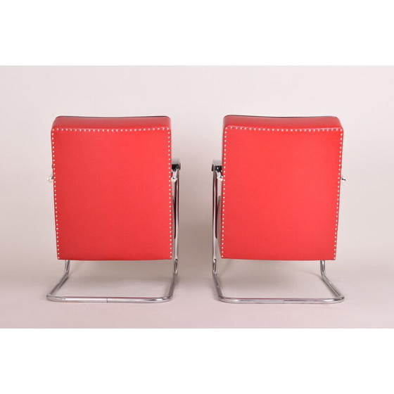 Image 1 of Vintage red armchair and footrest by Mucke Melder, 1930s