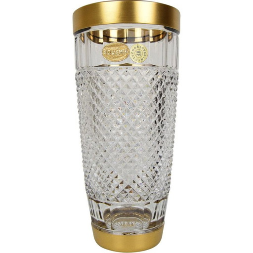 Jarrón de cristal vintage, Checoslovaquia, 1960