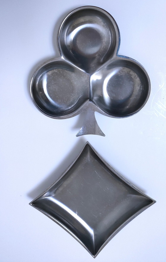 Image 1 of Four Empty Pocket Spade Heart Diamond Clover Stainless Steel 80s