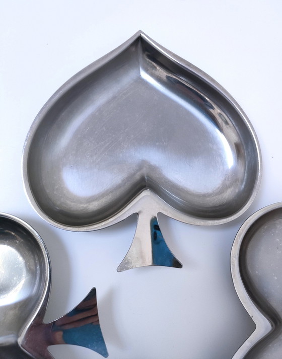 Image 1 of Four Empty Pocket Spade Heart Diamond Clover Stainless Steel 80s