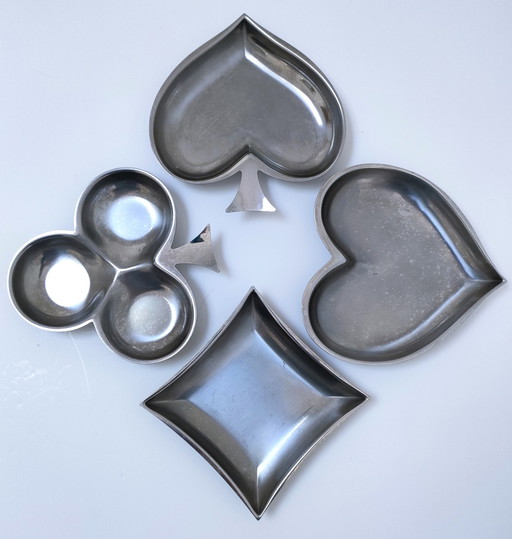 Four Empty Pocket Spade Heart Diamond Clover Stainless Steel 80s