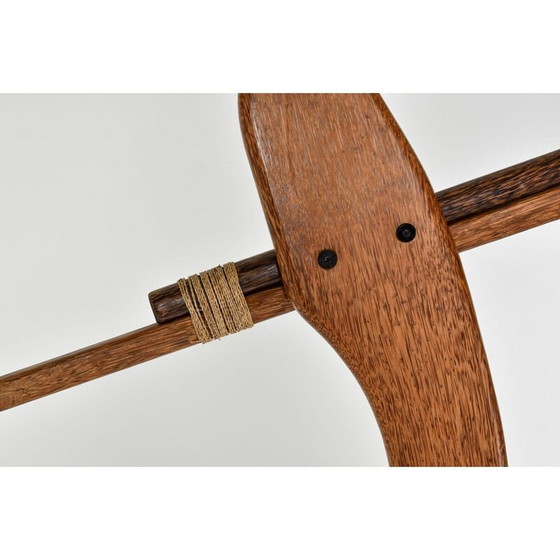 Image 1 of Vintage Palm wood studio craft arc floor lamp 1990s