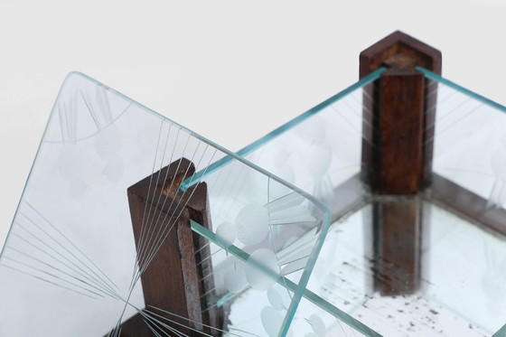 Image 1 of Joyero Art Déco de cristal tallado facetado y roble, década de 1930