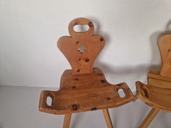 Image 1 of Vintage Spanish Pine Wooden Birthing Stools