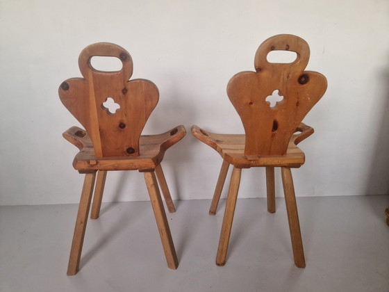 Image 1 of Vintage Spanish Pine Wooden Birthing Stools