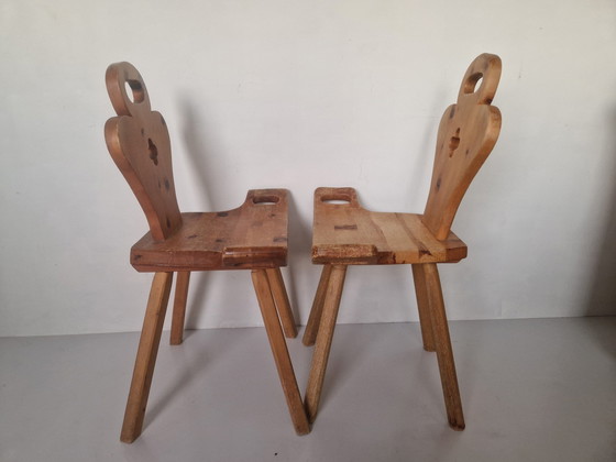 Image 1 of Vintage Spanish Pine Wooden Birthing Stools